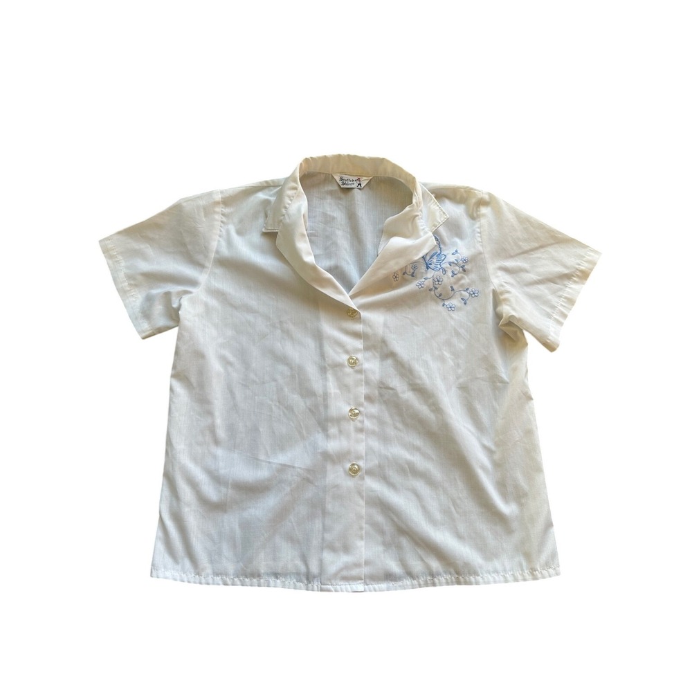 Vintage Stuffed Shirt White Embroidered Butterfly Floral‎ Button Down Top Mens L